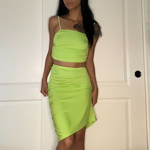 Crop ruched Cami top and drawstring skirt set